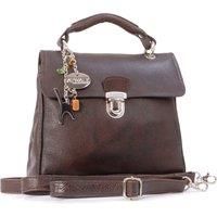 Catwalk Collection Handbags - Women's Vintage Leather Top Handle Bag with Detachable Shoulder Strap - PANDORA - Brown