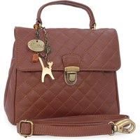 Catwalk Collection Handbags - Ladies Leather Cross Body Bag - Medium Top Handle Bag - Quilted Leather Handbag - Detachable Strap - Hayley - Tan