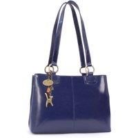Catwalk Collection Handbags - Patent Leather Shoulder Bag For Women - Medium Tote Bag - Handbag With Multiple Compartments - Bellstone - Blue