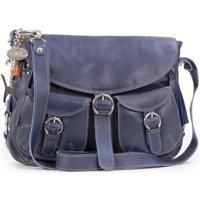 Catwalk Collection Handbags - Women/'s Leather Cross Body Bag - Medium/Large Hobo Messenger Bag - Adjustable Shoulder Strap - Courier - Blue