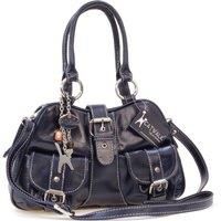 Catwalk Collection Handbags - Women/'s Leather Top Handle/Shoulder Bag/Cross Body With Extra Detachable Adjustable Strap - FAITH - Blue