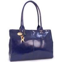 Catwalk Collection Handbags - Ladies Leather Tote Bag - Large A4 Work Bag For Women - Shoulder Bag With Multiple Compartments - Kensington - Blue