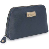 CATWALK COLLECTION HANDBAGS - Women/'s Leather Cosmetic Bag/Makeup Pouch/Travel Beauty Case - Emma - Blue
