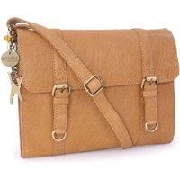 Catwalk Collection Handbags - Women/'s Small Leather Cross Body Bag - Messenger Bag - Adjustable Shoulder Strap - Amy - Tan