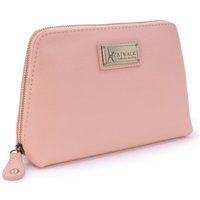 Catwalk Collection Handbags - Women/'s Leather Cosmetic Bag - Medium Travel Makeup Pouch - Make-Up Case - Emma - Pink