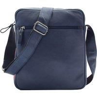 Mens Real Leather Cross Body Bag Travel Organiser Messenger Pouch Aller Navy