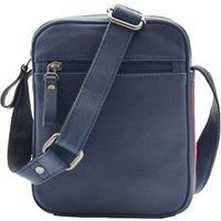 Mens Leather Small Cross Body Bag Travel Organiser Messenger Pouch Parkham Navy
