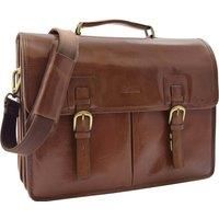 Mens Leather Briefcase Cross Body Organiser Messenger Bag Buckerell Chestnut Tan