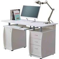 Wicklow Deluxe Computer Desk With 3 Drawers And Cabinet - White