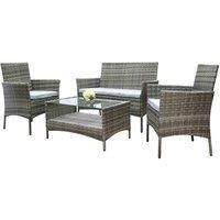 RayGar 4 Pcs Rattan Outdoor Furniture Sofa Set Garden Conservatory Patio Balcony - Grey
