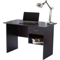 RayGar Office Computer Desk with 1 Drawer and 1 Open Storage Space PC Table Workstation for Home and Office (Black)