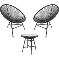 Southbury Designer Egg String Chair Bistro Garden Set - Black
