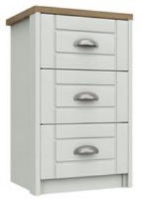 Kielder 3 Drawer Bedside Table - White