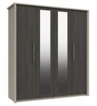Lancaster 4 Door 2 Mirror Wardrobe - Dark Grey