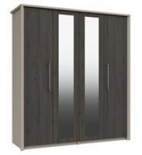 Lancaster 4 Door 2 Mirror Wardrobe - Dark Grey