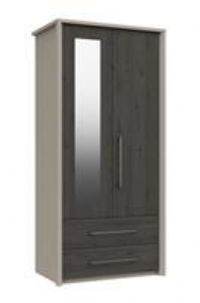 Lancaster 2 Door 2 Drawer Mirror Wardrobe - Dark Grey