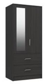 Ashdown 2 Door 2 Drawer Mirror Wardrobe - Dark Grey