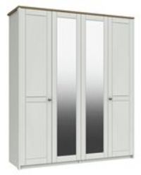 Kielder 4 Door 2 Mirror Wardrobe - White