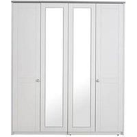 One Call Alderley Part Assembled 4 Door Mirrored Wardrobe