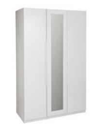 Legato White 3 Door Mirrored Wardrobe White