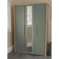 One Call Arvon Part Assembled 3 Door Bifold Wardrobe With Mirror