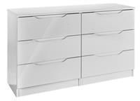 Legato Light Grey Gloss 6 Drawer Wide Chest Cream