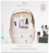 STYLPRO Beauty Storage Podlette, Cosmetics & Skincare Organiser with 3 Drawers, Detachable Lid, Dustproof Cover & Travel Handle for Dresser, Bedroom, Bathroom & Home Organisation, Rose 25x23x32cm