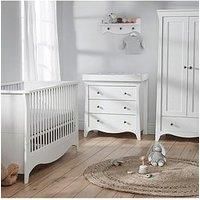 Cuddleco Clara 3Pc Set 3 Drawer Dresser, Cot Bed And Wardrobe White