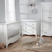 Cuddleco Clara 3Pc Set 3 Drawer Dresser, Cot Bed And Wardrobe White