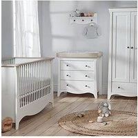 CuddleCo Clara 3 Piece Room Set (White & Driftwood Ash) Includes Cot Bed