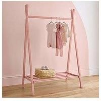 CuddleCo Nola Baby Clothes Rail - Dress up Clothing Rack with Shoe Shelf - Open Storage Hanging Rail Nursery Furniture Blush Pink