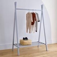 CuddleCo Nola Baby Clothes Rail - Dress up Clothing Rack with Shoe Shelf - Open Storage Hanging Rail Nursery Furniture Flint Blue