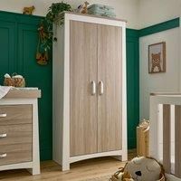 Ada Baby Double Wardrobe for Nursery - Baby Nursery Furniture with 2 Hanging Rails and a Shelf - Ada Nursery wardrobe a Contemporary Look in White & Ash with Silver Handles