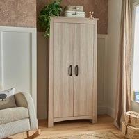 Isla Baby Double Wardrobe for Nursery - Baby Nursery Furniture with 2 Hanging Rails and a Shelf - Isla Nursery wardrobe a Contemporary Look in Ash with Black Handles