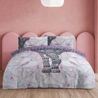 Sleepdown Elephant Mandala Purple Bed Reversable Quilt Duvet Cover Set Easy Care Anti-Allergic Soft & Smooth with Pillow Cases (Single)