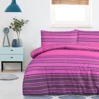 Sleepdown Textured Stripe Purple Duvet Cover & Pillowcase Set Bedding Quilt Case Single Double King Super King (KIng)