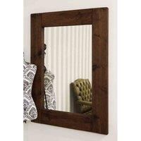 Extra Large Wall Mirror Solid Wood Brown Framed Pine 4Ft X 3Ft 122cm X 91cm