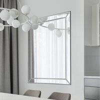 Large Wall Mirror Silver Art Deco Bevelled Bathroom Mirroroutlet 120cm x 94cm.