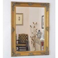 3Ft8 X 2Ft8 112x81cm Large Gold Antique Style Wood Wall Mounted/Rectangle Mirror