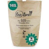 140 Litre x 10 Paper Compostable Wheelie Bin Liners - Biodegradable Sacks/Liners - EcoSack 120L / 140L Bags with Composting Guide