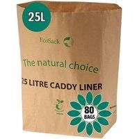 Paper Compostable Kitchen Caddy Bags - EcoSack 80x 25L Paper Sacks Bags