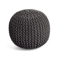 Argos Home Dottie Cotton Knitted Pod Footstool - Charcoal