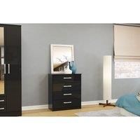 Birlea Lynx 4-Drawer Chest - High-Gloss, Black