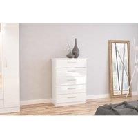 Birlea Lynx 5-Drawer Chest - High Gloss, White
