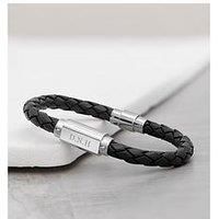 Treat Republic Personalised Mens Black Leather Bracelet