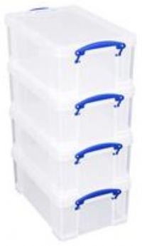 Really Useful 4 x 9L Plastic Storage Boxes - Clear