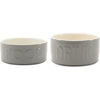 Scruffs Classic 2 Piece Dog Food & Water Bowl Set - 25cm | 20cm - Grey