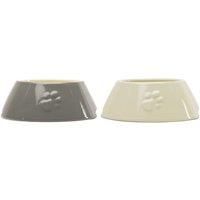 Scruffs Classic & Icon 2 Piece Long Eared Dog Food & Water Bowl - Grey & Cream
