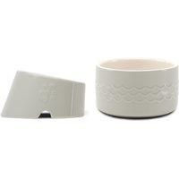 Scruffs Icon 2 Piece Flat Faced Dog Bowl & Water Bowl - 15cm | 18cm - Light Grey