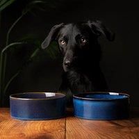 Scruffs Ceramic Heavy Duty Reactive Glaze Pet Bowls - 2pc Set - Midnight Blue 19cm
